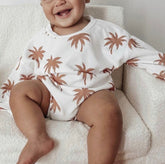 Unisex Palm Tree Cotton Romper - Palms Blanca Baby